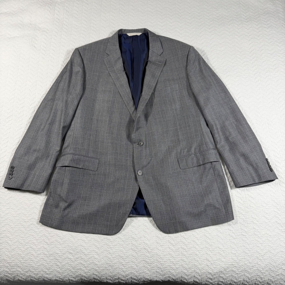 Custom Made Plaid Loro Piana Italy Super 130s Wool 2 Button Sports Coat‎ Men 50L
